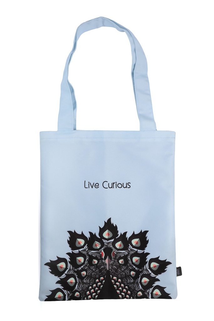 live curious tote bag