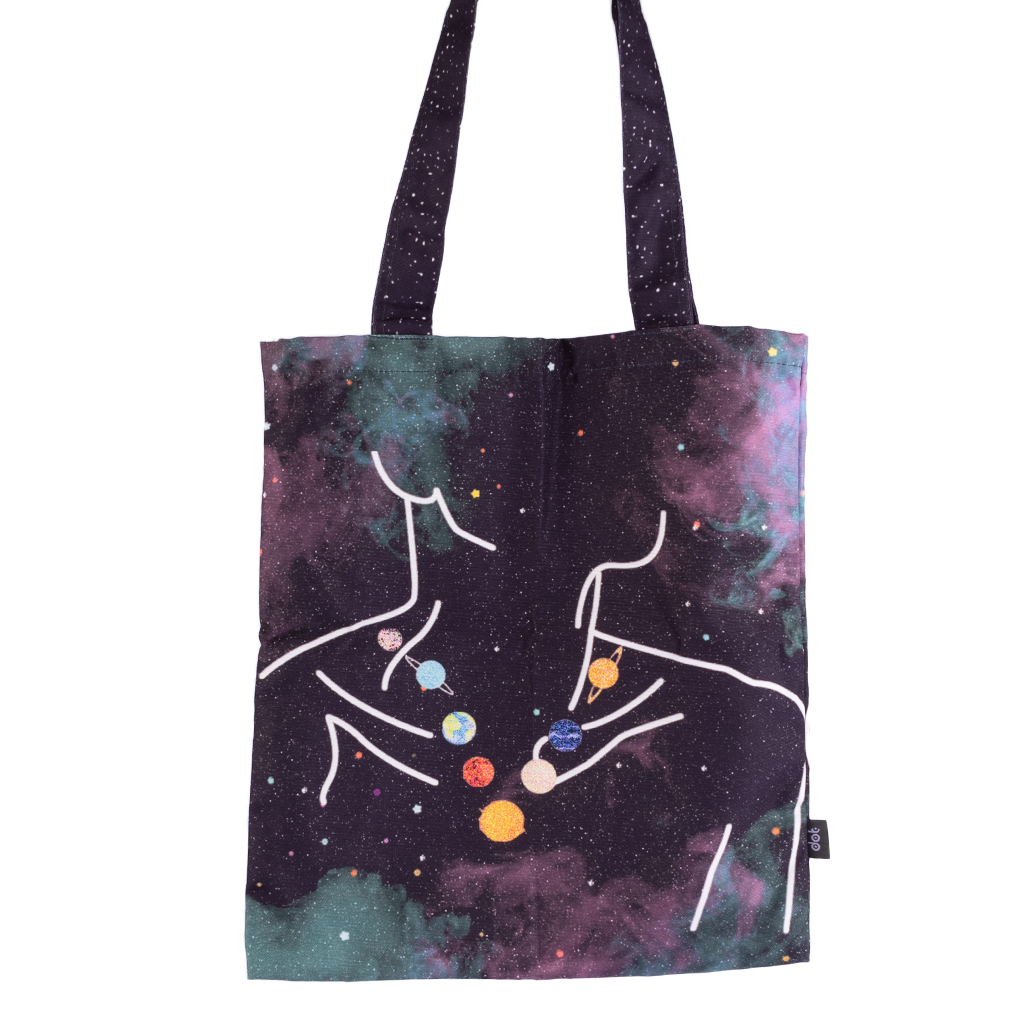 planets necklace tote bag