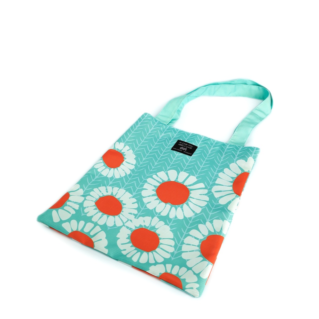 white flower tote bag