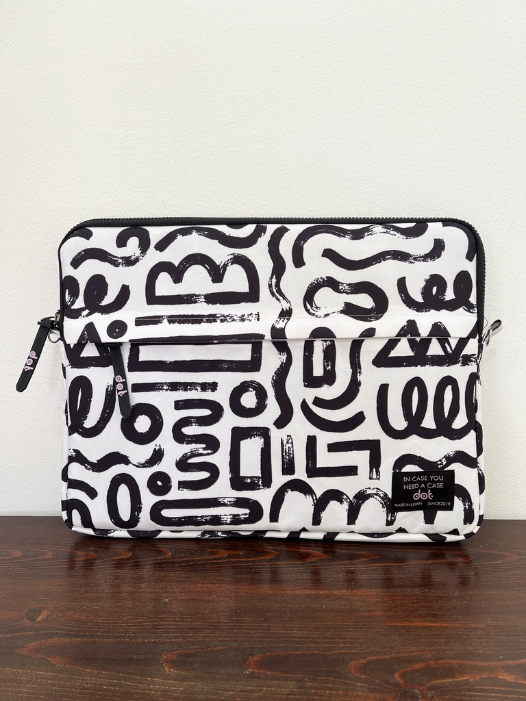 Abstract doodles in white 15.6 inch Laptop Sleeve