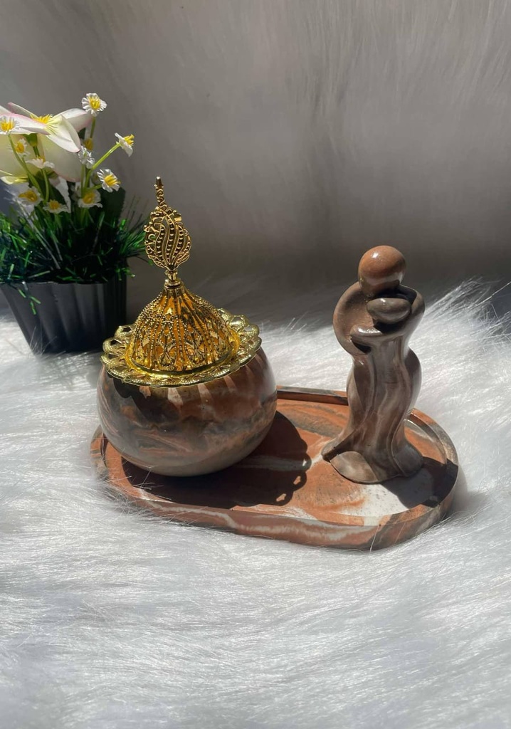Marble set كوستر - مبخرة - تمثال