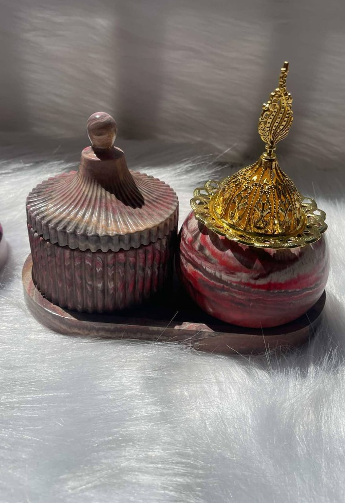 Marble set كوستر - سكرية - مبخرة