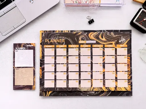 [2825] desk calendar - dark marble