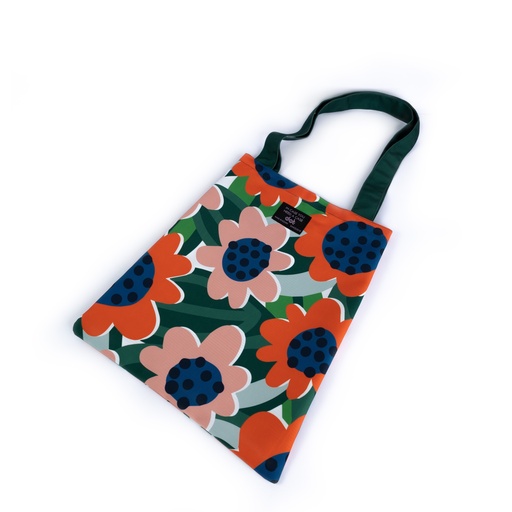 [3761] green flower tote bag