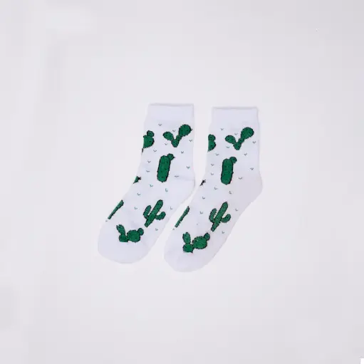 [4481] Cactus white Socks