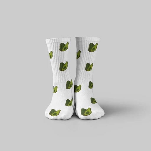 [4483] Avocado White Socks