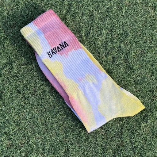 [4487] Yellow Red Tie Dye socks