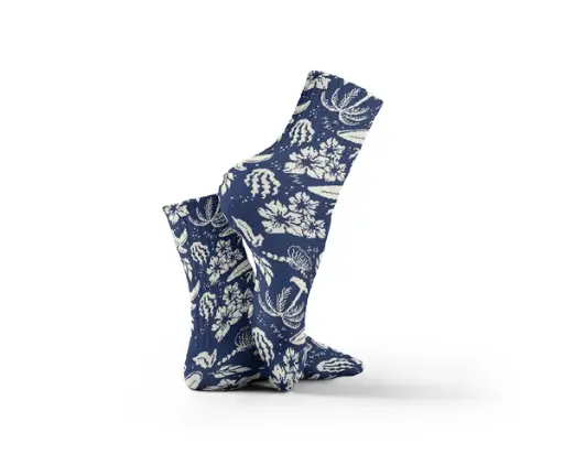 [4949] White Palm Trees Socks