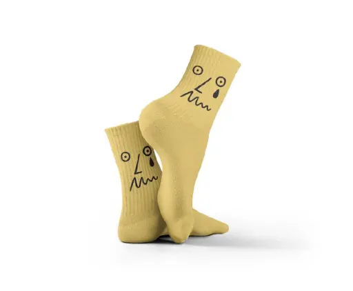 [4953] Sad Doodle Socks